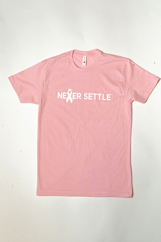 Never Settle Breast Cancer Tee
